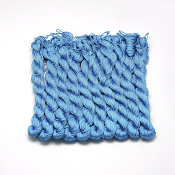 Braided Polyester Cords, Dodger Blue, 1mm, about 28.43 yards(26m)/bundle, 10 bundles/bag
