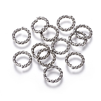 304 Stainless Steel Open Jump Rings, Twist, Stainless Steel Color, 11.5x1.5mm, Inner Diameter: 8mm