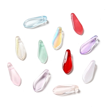 Spray Painted Transparent Glass Beads, Top Drilled, Teardrop, Mixed Color, 16x6x4mm, Hole: 1mm