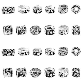 60Pcs 12 Styles Buddhist Theme Tibetan Style Zinc Alloy Spacer Beads, Mixed Shapes, 5~8x2.3~6.3mm, Hole: 2~4.5mm, 5pcs/style