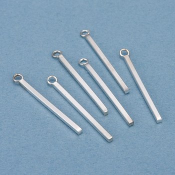 304 Stainless Steel Pendants, Rectangle/Bar, Silver, 28x1.5x1.5mm, Hole: 2mm