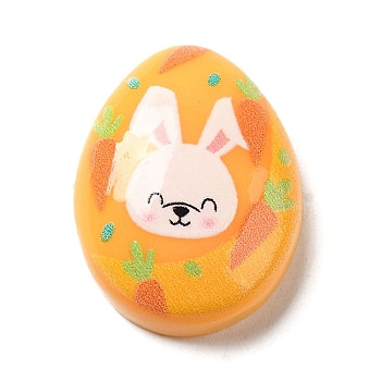 Easter Cartoon Opaque Resin Cabochons, Easter Egg, Orange, 24.5x19x8.5mm