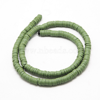 Flat Round Eco-Friendly Handmade Polymer Clay Beads, Disc Heishi Beads for  Hawaiian Earring Bracelet Necklace Jewelry Making, Dark Green, 6x1mm, Hole