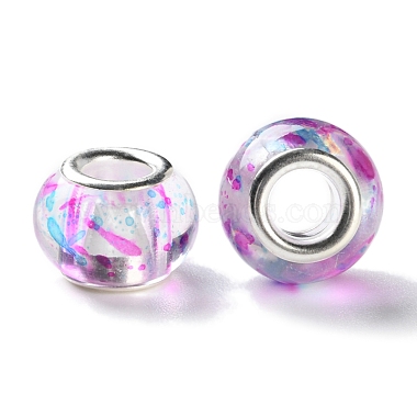 Transparent Two-Color Brass Cores Acrylic European Beads(OACR-M024-05S-01)-2