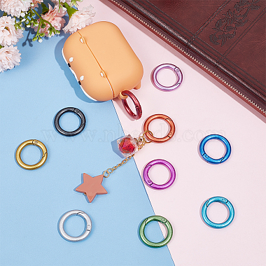 20Pcs 10 Colors Zinc Alloy Frosted Spring Gate Rings(FIND-UN0002-76)-2