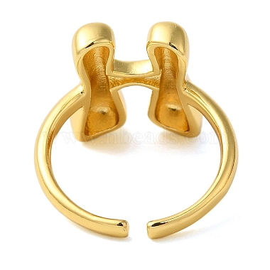 Initials Brass Open Cuff Ring for Women(RJEW-N046-02H-G)-3