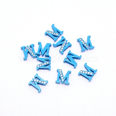 Mixed Color Letter M Alloy+Rhinestone Slide Charms