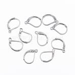 Tarnish Resistant 304 Stainless Steel Leverback Earring Findings, with Loop, Stainless Steel Color, 16x10x0.8mm, Pin: 0.7x0.6mm, Hole: 1mm(STAS-F075-37P-A)