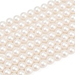 Frosted Glass Pearl Beads Strands, Round, Floral White, 8mm, Hole: 0.7mm, about 51~52pcs/strand, 15.94~16.02''(40.5~40.7cm)(GLAA-A044-08A-01)