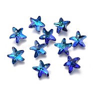 Electroplate Glass Charms, Starfish, Faceted, Back Plated, Blue, 14x15x7mm, Hole: 1.4mm(X-GLAA-H101-B-02)
