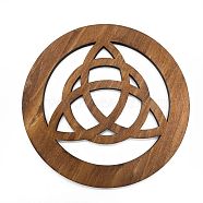 Wooden WICCA Altar Ritual Ornaments, for Aesthetic Room Decor Home Decoration, Flat Round with Knot, BurlyWood, 119mm(PW-WG43201-01)