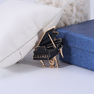 Piano Enamel Pins, Alloy Brooches for Girl Women Gift, Black, 43x31mm(PW-WG93381-02)