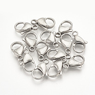 304 Stainless Steel Lobster Claw Clasps, Stainless Steel Color, 9x6x3mm, Hole: 1mm(STAS-T029-9)