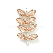 Brass Rhinestone Pendants, Leaf, Light Colorado Topaz, 20x11x4mm, Hole: 1.4mm(KK-I715-17S-03)