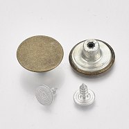 Iron Button Pins for Jeans, Garment Accessories, Flat Round, Antique Bronze, 17x7.5mm, Hole: 1.8mm, Pin: 7.5x8mm, Knob: 2.5mm, 2pcs/set(BUTT-Q044-01AB)