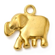 Ion Plating(IP) 304 Stainless Steel Pendants, Elephant Charm, Real 18K Gold Plated, 18.5x18.5x2.5mm, Hole: 2.5mm(STAS-M070-29G)