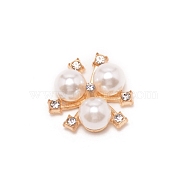Alloy Cabochons, with Crystal Rhinestone & ABS Plastic Imitation Pearl, Flower, Light Gold, 20x20.5x8.5mm(FIND-WH0096-20C-KCG)