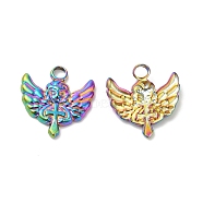 Ion Plating(IP) 304 Stainless Steel Pendants, Angel Charms, Rainbow Color, 16x15x2mm, Hole: 2.5mm(STAS-K253-02M)
