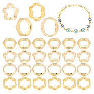 60Pcs 4 Style Brass Beads Frames, Long-Lasting Plated, Hexagon & Flower & Round Ring, Real 24K Gold Plated, 8~10x8~10x2~3mm, Hole: 0.5~1.2mm, 15pcs/style(KK-HY0001-37)