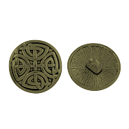 Tibetan Style Half Round Alloy Shank Buttons, Cadmium Free & Nickel Free & Lead Free, Antique Bronze, 17x7.5mm, Hole: 2mm(X-TIBE-Q044-05AB-NR)