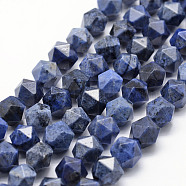 Natural Dumortierite Quartz Beads Strands, Star Cut Round Beads, Faceted, 8~8.5mm, Hole: 1mm, about 48~50pcs/strand, 14.9~15.1 inch(38~38.5cm)(G-F523-17-8mm)