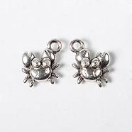 Alloy Charms, Cadmium Free & Nickel Free & Lead Free, Crab, Antique Silver, 12x11x4mm, Hole: 2mm(X-PALLOY-ZN49542-AS-FF)