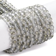 Transparent Glass Bead Strands, with Gold Powder, Round, Slate Gray, 6mm, Hole: 1mm, about 146pcs/strand, 31.02''(78.8cm)(GLAA-P065-6mm-12)
