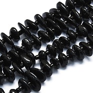 Natural Black Tourmaline Beads Strands, with Seed Beads, Flat, 7~13x8~9x3~4mm, Hole: 1mm, about 68pcs/strand, 14.76''(37.5cm)(G-K245-H08-B01)