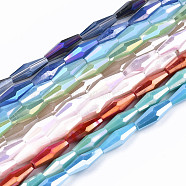 Electroplate Glass Beads Strands, Faceted Bicone, Mixed Color, 12x4mm, Hole: 0.8mm, about 59~60pcs/strand, 27.56 inch(70cm)(EGLA-S194-03A)