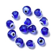 Handmade Lampwork Beads, Evil Eye, Blue, 8mm, Hole: 2mm(X-DT250J-3)