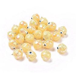 UV Plating Rainbow Iridescent Acrylic Beads, Demon with Evil Eye, Pale Goldenrod, 11.5x13x12mm, Hole: 1.6mm(OACR-A018-03B)