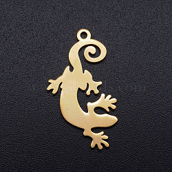 201 Stainless Steel Pendants, Lizard, Golden, 25x13x1mm, Hole: 1.4mm(STAS-Q201-JN285-2)