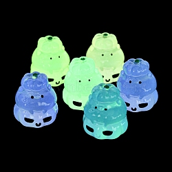 Halloween Luminous Resin Pumpkin Pig Display Decoration, Micro Landscape Decorations, Glow in the Dark, Mixed Color, 27x26x29mm(RESI-G070-02G)