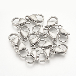 Tarnish Resistant 304 Stainless Steel Lobster Claw Clasps, Stainless Steel Color, 9x6x3mm, Hole: 1mm(STAS-T029-9)