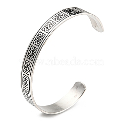 304 Stainless Steel Open Cuff Bangles, Trinity Knot, Stainless Steel Color, Inner Diameter: 2-1/8~2-1/2 inch(5.45~6.35cm)(BJEW-P300-03P)