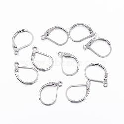 304 Stainless Steel Leverback Earring Findings, with Loop, Stainless Steel Color, 16x10x0.8mm, Pin: 0.7x0.6mm, Hole: 1mm(STAS-F075-37P-A)