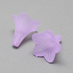 Transparent Acrylic Beads, Frosted Style, Petunia, Lilac, 22x22mm, Hole: 2mm, about 344pcs/500g(FACR-R011-06)