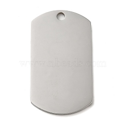 Non-Tarnish 304 Stainless Steel Pendants, Stamping Blank Tag, Rectangle Charm, Stainless Steel Color, 39x22x1.5mm, Hole: 3mm(STAS-K270-26P)