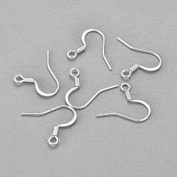 304 Stainless Steel French Earring Hooks, Flat Earring Hooks, Ear Wire, with Horizontal Loop, Silver, 17~18x16x1.5mm, Hole: 2.5mm, Pin: 0.8mm(X-STAS-H436-05S)