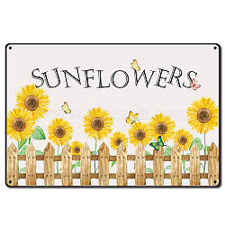 Vintage Metal Tin Sign, Wall Decor for Bars, Restaurants, Cafes Pubs, Sunflower Pattern, 30x20cm(AJEW-WH0157-009)