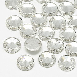 Sew on Rhinestone, K9 Glass Rhinestone, Two Holes, Garments Accessories, Random Color Back Plated, Faceted, Cone, Crystal, 12x5mm, Hole: 1mm(RGLA-T105-12mm-001)