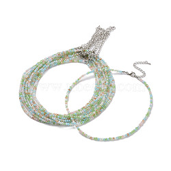 Faceted Rondelle Glass Beaded Necklace for Women, with Alloy Clasps, Colorful, 16.14 inch(41cm), 3mm(NJEW-M208-01C)