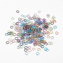 Aluminum Wire Open Jump Rings, Ring, Mixed Color, 18 Gauge, 10x1mm, Inner Diameter: 8mm, about 3200pcs/200g(ALUM-R005-1.0x10mm)