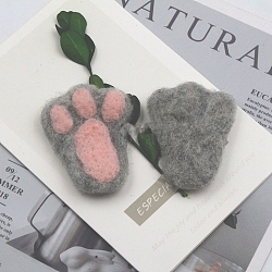 Footprints Handmade Wool Felt Ornament Accessories, for DIY Children Hair Tie, Gray, 60x30mm(PW-WG40052-02)