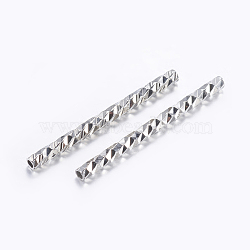 Brass Tube Beads, Tube, Faceted, Platinum, 19.5x1.5mm, Hole: 0.5mm(X-KK-K197-B-35P)