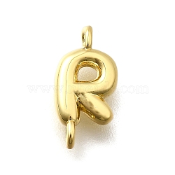 Brass Connector Charms, Lead Free & Cadmium Free, Long-Lasting Plated, Rack Plating, Real 18K Gold Plated, Letter R, 13x6.5x2.5mm, Hole: 1.2mm(KK-P295-01G-R)