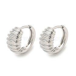 Brass Hoop Earrings, Real Platinum Plated, 14x8.5mm(EJEW-L211-011D-P)