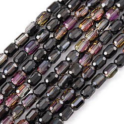 Electroplate Glass Beads Strands, Faceted, AB Color, Column, Black, 4x5~6mm, Hole: 1mm, about 80pcs/strand, 15.75''(40cm)(EGLA-D031-01-04)