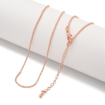 Brass Ball Chain Necklaces for Women, Rose Gold, 17.72 inch(450mm)