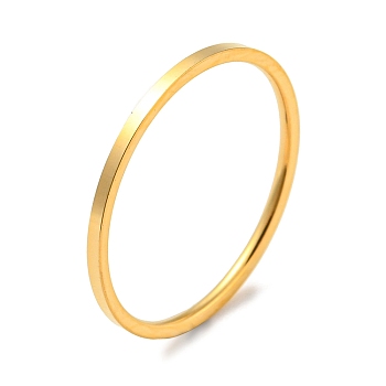 Ion Plating(IP) 304 Stainless Steel Simple Plain Band Finger Ring for Women Men, Real 18K Gold Plated, Size 8, Inner Diameter: 18mm, 1mm